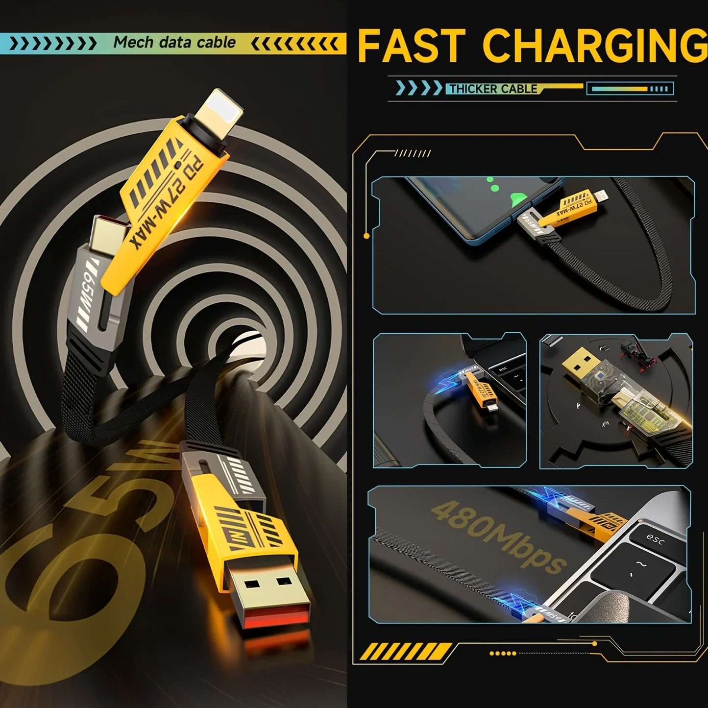 4 in 1 Charging Cable Type C USB