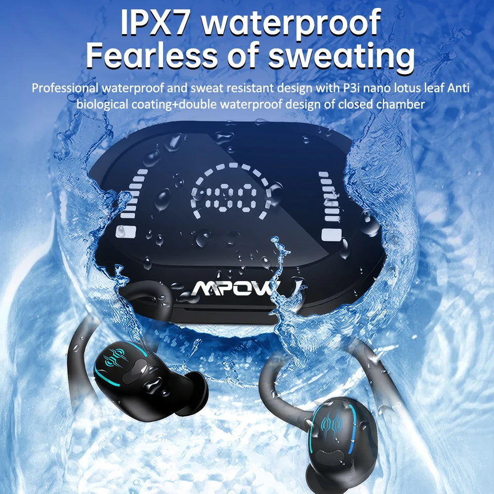 Mpow YYK-635 Wireless 50 Hours Bluetooth 5.3 Earphones, IPX7 Waterproof Sports Earbuds for Running