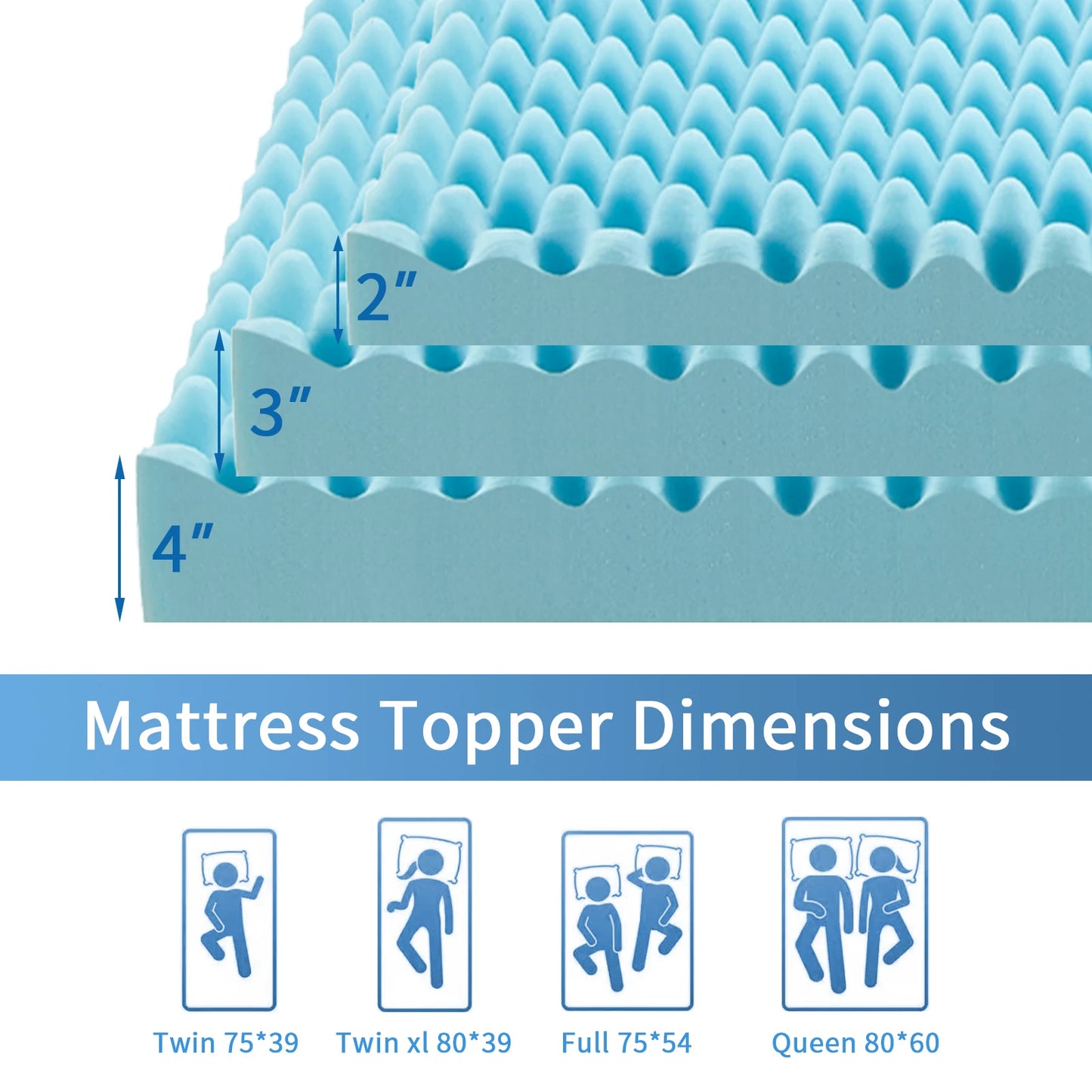 Memory Foam Mattress Topper- CertiPUR Certified