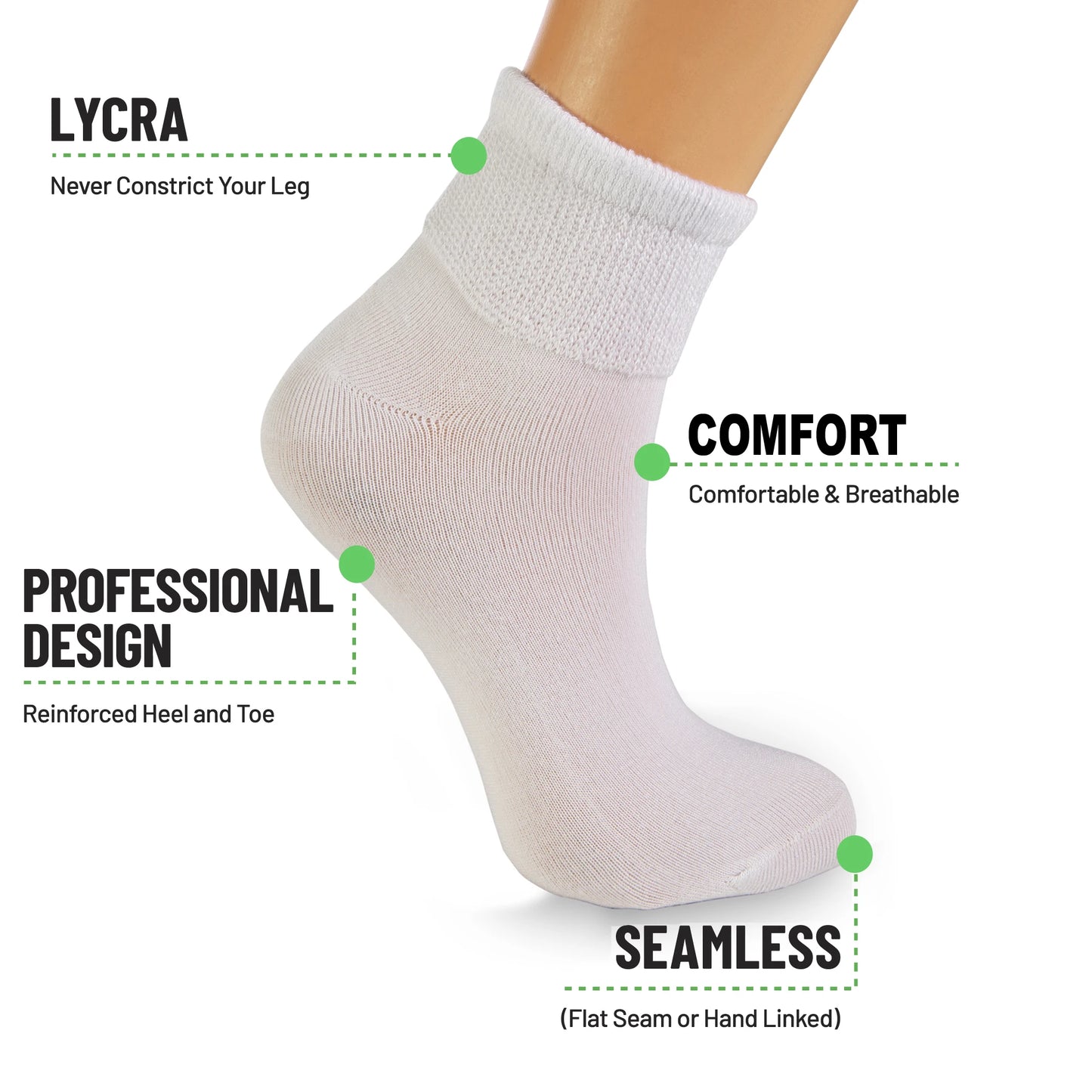 Unisex Cotton Diabetic Ankle Socks 3 Pairs