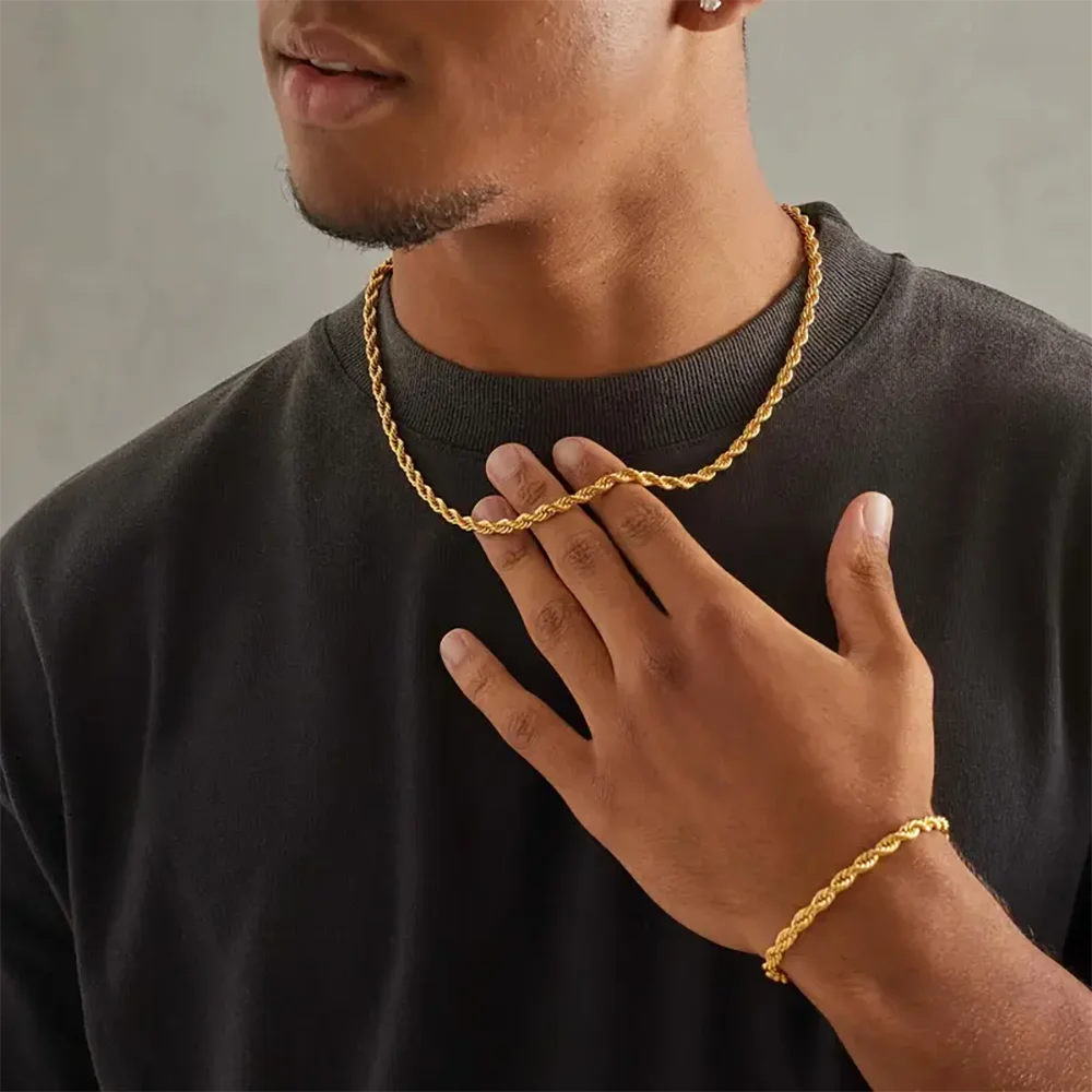 18K Gold plated 2.8MM Twisted Rope Necklace