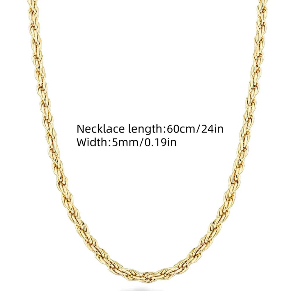 18K Gold plated 2.8MM Twisted Rope Necklace
