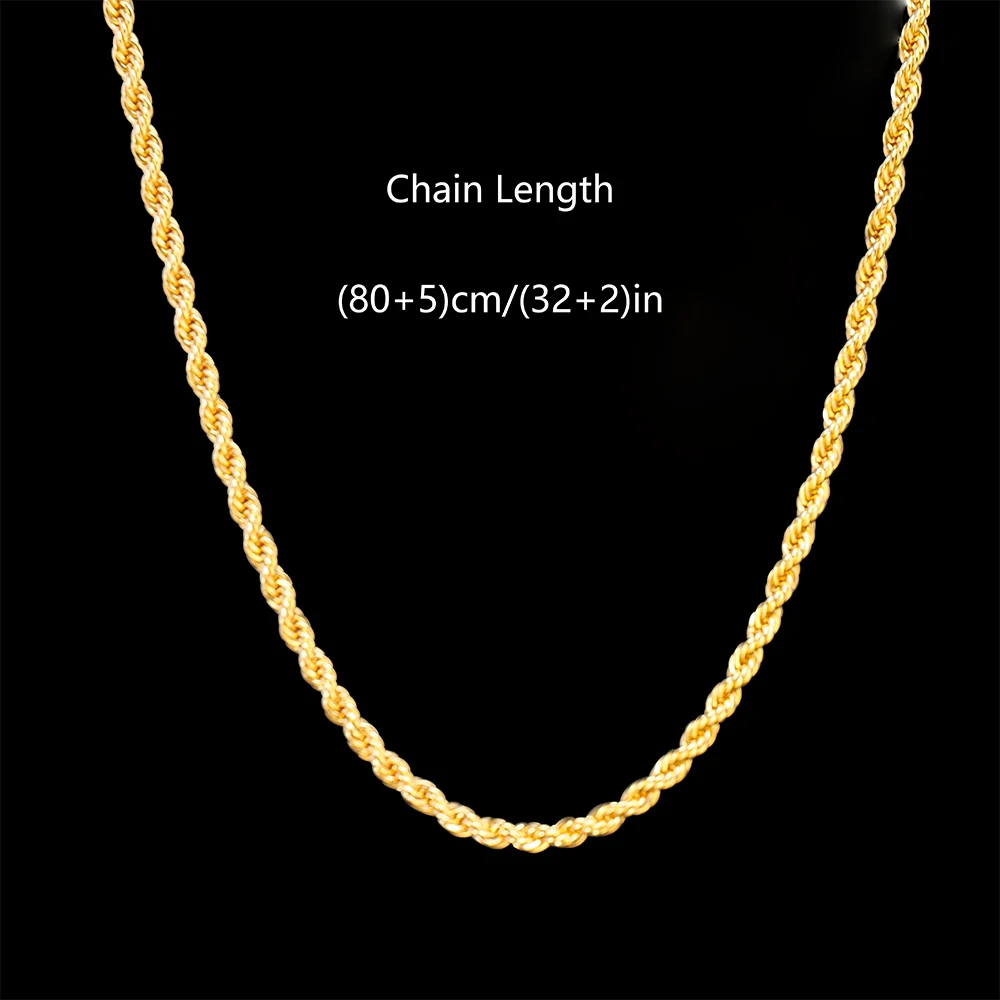 18K Gold plated 2.8MM Twisted Rope Necklace