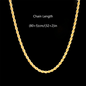 18K Gold plated 2.8MM Twisted Rope Necklace