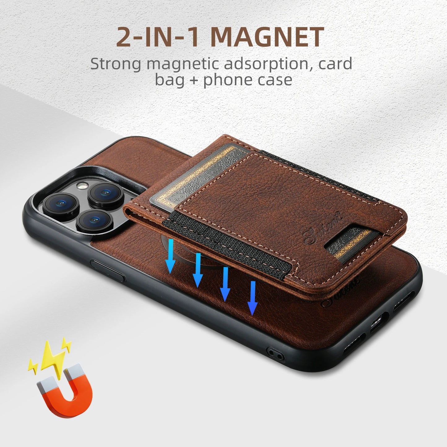 Leather Magnetic 2-in-1 Card Holder Wallet Phone Case