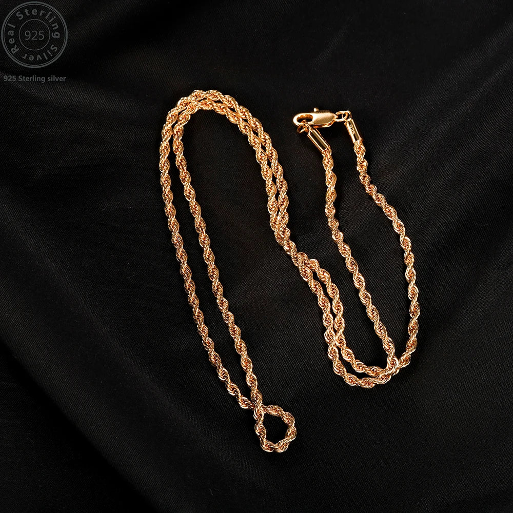 18K Gold plated 2.8MM Twisted Rope Necklace