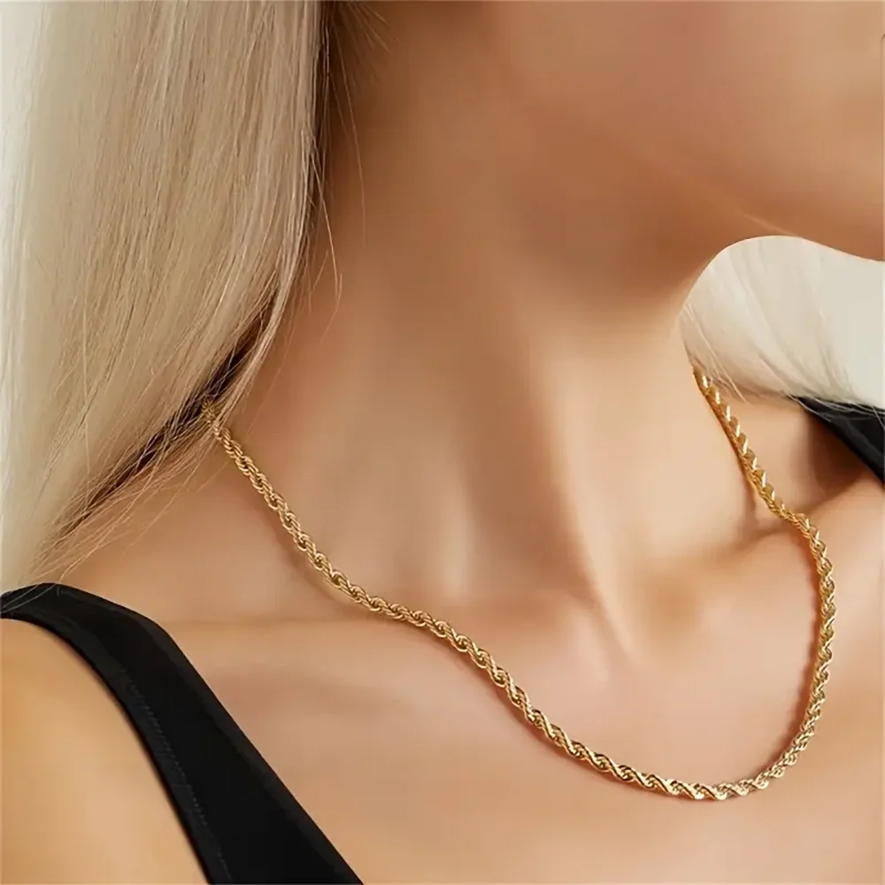 18K Gold plated 2.8MM Twisted Rope Necklace