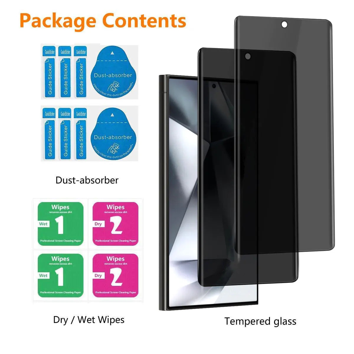 Anti Spy Privacy Tempered Glass Screen Protectors 2-Pack
