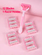 Men and Women Manual Safety Razor 6-Layer Stainless Steel 1 Handle + 12 Blades