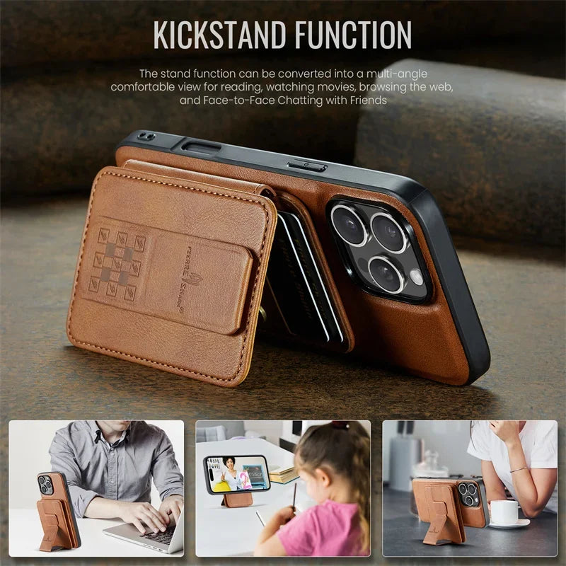 Luxury Leather Wallet Phone Case for iPhone 15