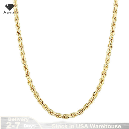 18K Gold plated 2.8MM Twisted Rope Necklace
